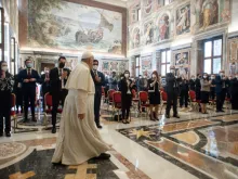 Pope Francis meets with the national council of Italian Catholic Action at the Vatican, April 30, 2021.